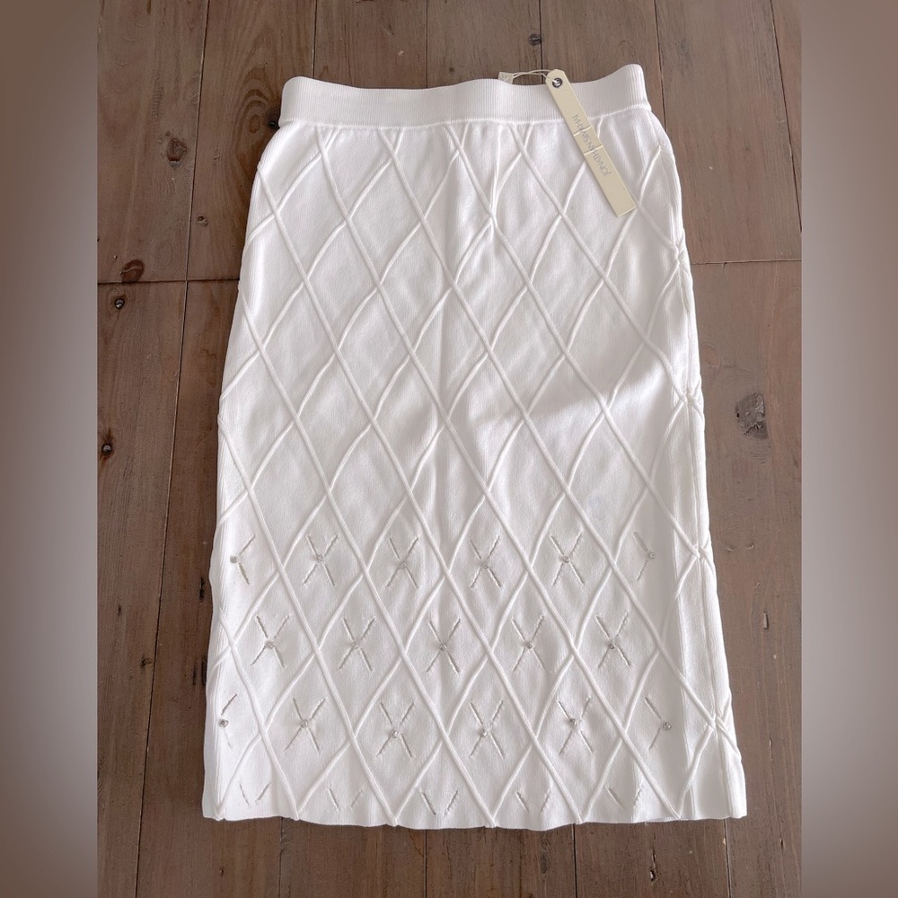 Jonathan Simkhai ivory bone knit skirt NWT